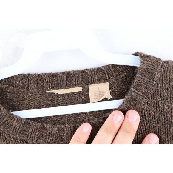 Vintage 90s Streetwear Large Striped Color Block Knit Crewneck Sweater Brown - Picture 4 of 7